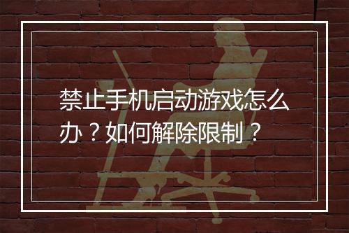 禁止手机启动游戏怎么办？如何解除限制？
