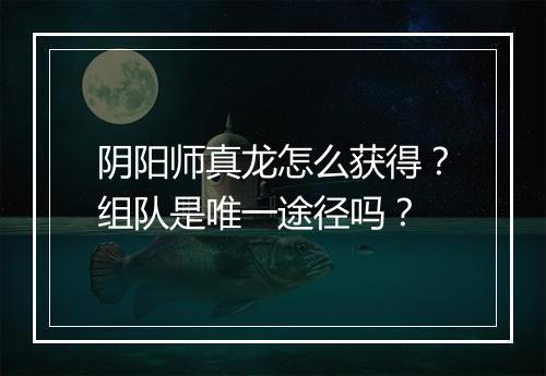 阴阳师真龙怎么获得？组队是唯一途径吗？