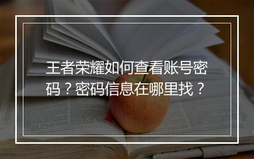 王者荣耀如何查看账号密码？密码信息在哪里找？