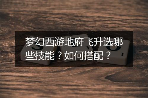 梦幻西游地府飞升选哪些技能？如何搭配？