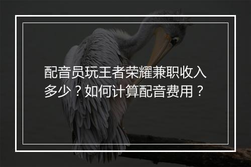 配音员玩王者荣耀兼职收入多少?如何计算配音费用?
