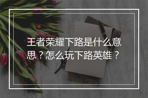 王者荣耀下路是什么意思？怎么玩下路英雄？