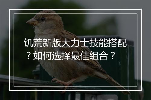 饥荒新版大力士技能搭配？如何选择最佳组合？