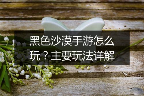 黑色沙漠手游怎么玩?主要玩法详解