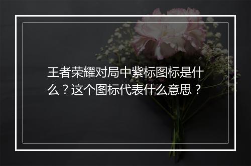 王者荣耀对局中紫标图标是什么？这个图标代表什么意思？