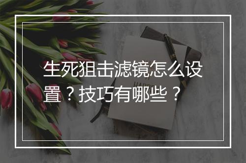 生死狙击滤镜怎么设置？技巧有哪些？