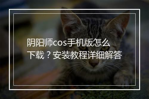 阴阳师cos手机版怎么下载？安装教程详细解答