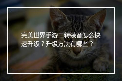 完美世界手游二转装备怎么快速升级？升级方法有哪些？