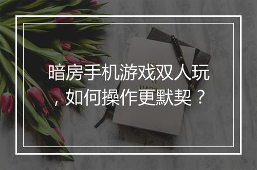 暗房手机游戏双人玩，如何操作更默契？