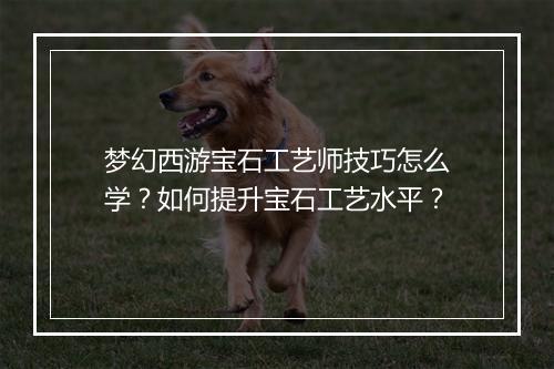 梦幻西游宝石工艺师技巧怎么学?如何提升宝石工艺水平?