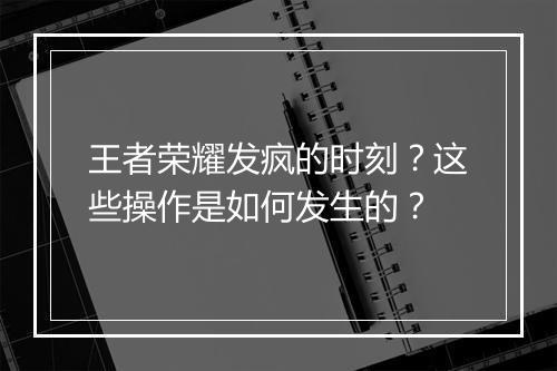 王者荣耀发疯的时刻？这些操作是如何发生的？