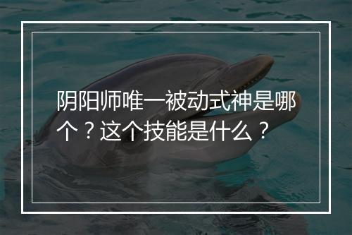 阴阳师唯一被动式神是哪个？这个技能是什么？