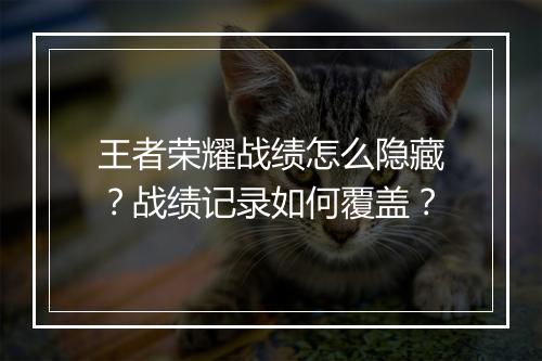 王者荣耀战绩怎么隐藏？战绩记录如何覆盖？