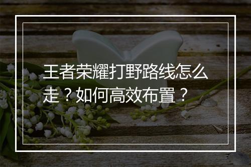 王者荣耀打野路线怎么走？如何高效布置？