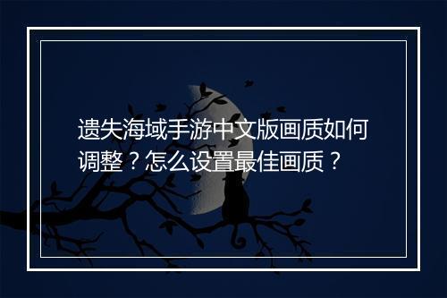 遗失海域手游中文版画质如何调整？怎么设置最佳画质？