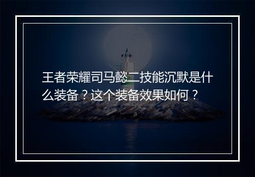 王者荣耀司马懿二技能沉默是什么装备？这个装备效果如何？