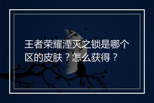王者荣耀湮灭之锁是哪个区的皮肤?怎么获得?