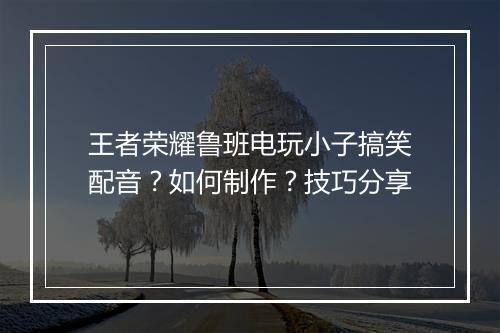 王者荣耀鲁班电玩小子搞笑配音？如何制作？技巧分享