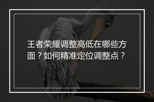 王者荣耀调整高低在哪些方面？如何精准定位调整点？