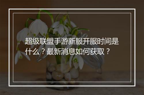 超级联盟手游新服开服时间是什么?最新消息如何获取?