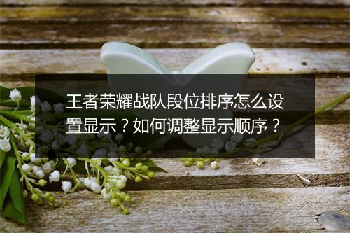 王者荣耀战队段位排序怎么设置显示?如何调整显示顺序?