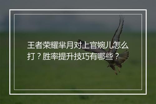 王者荣耀芈月对上官婉儿怎么打？胜率提升技巧有哪些？