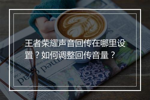 王者荣耀声音回传在哪里设置？如何调整回传音量？