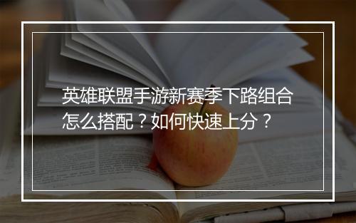 英雄联盟手游新赛季下路组合怎么搭配？如何快速上分？