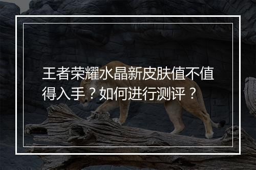 王者荣耀水晶新皮肤值不值得入手？如何进行测评？