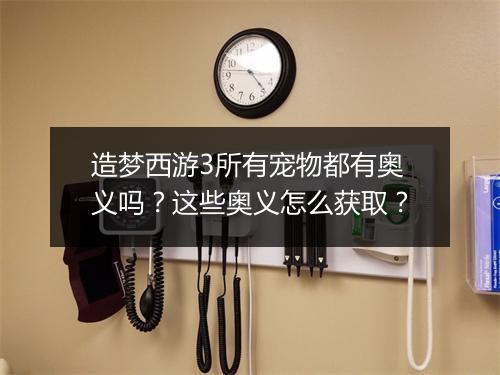 造梦西游3所有宠物都有奥义吗？这些奥义怎么获取？