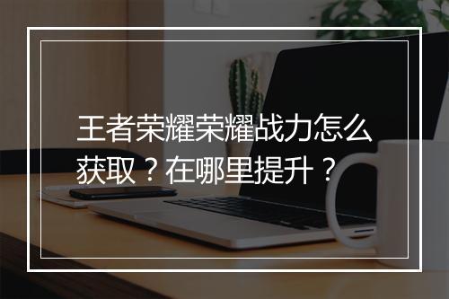 王者荣耀荣耀战力怎么获取？在哪里提升？