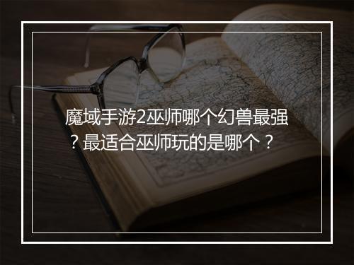 魔域手游2巫师哪个幻兽最强？最适合巫师玩的是哪个？