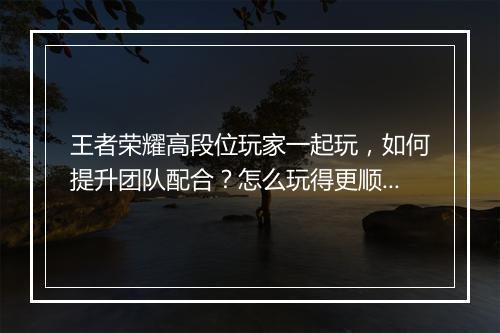 王者荣耀高段位玩家一起玩，如何提升团队配合？怎么玩得更顺畅？