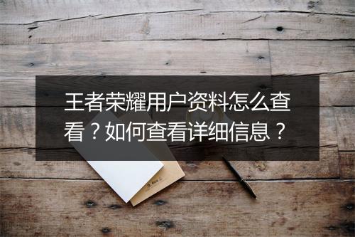 王者荣耀用户资料怎么查看？如何查看详细信息？