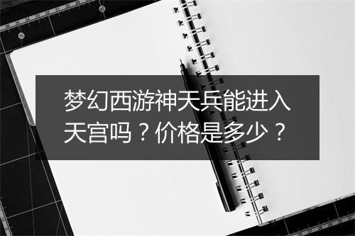 梦幻西游神天兵能进入天宫吗？价格是多少？