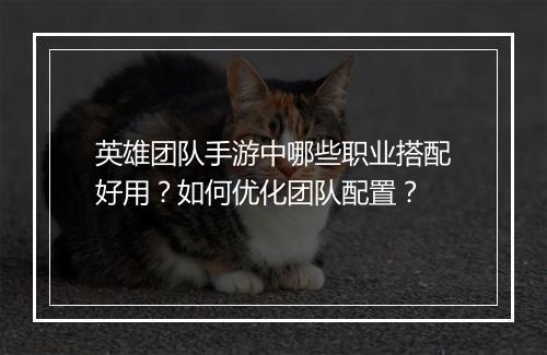 英雄团队手游中哪些职业搭配好用？如何优化团队配置？