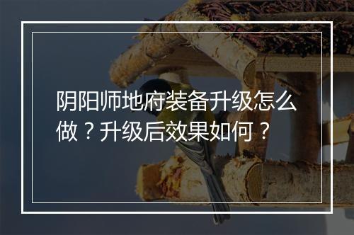 阴阳师地府装备升级怎么做？升级后效果如何？
