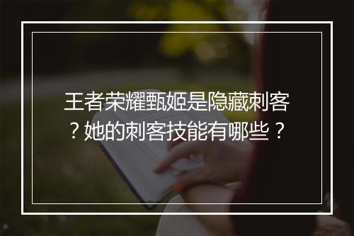 王者荣耀甄姬是隐藏刺客？她的刺客技能有哪些？