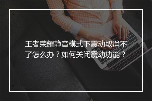 王者荣耀静音模式下震动取消不了怎么办?如何关闭震动功能?