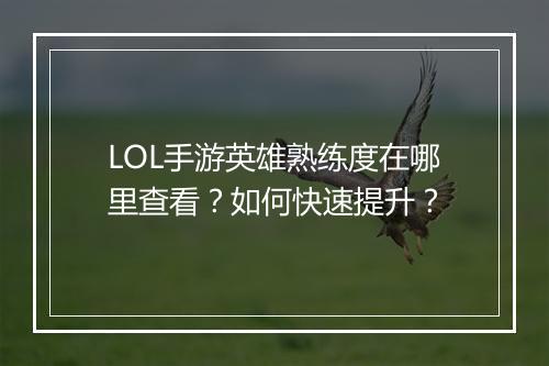LOL手游英雄熟练度在哪里查看？如何快速提升？