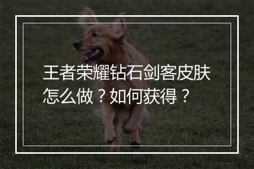 王者荣耀钻石剑客皮肤怎么做？如何获得？