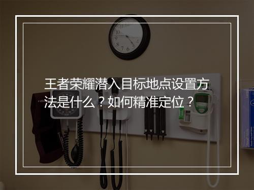 王者荣耀潜入目标地点设置方法是什么？如何精准定位？
