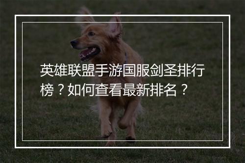 英雄联盟手游国服剑圣排行榜？如何查看最新排名？
