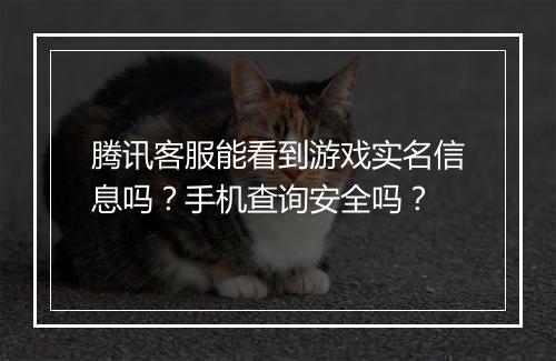 腾讯客服能看到游戏实名信息吗？手机查询安全吗？