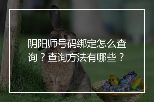 阴阳师号码绑定怎么查询？查询方法有哪些？