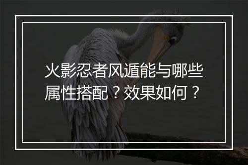 火影忍者风遁能与哪些属性搭配？效果如何？