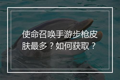 使命召唤手游步枪皮肤最多?如何获取?