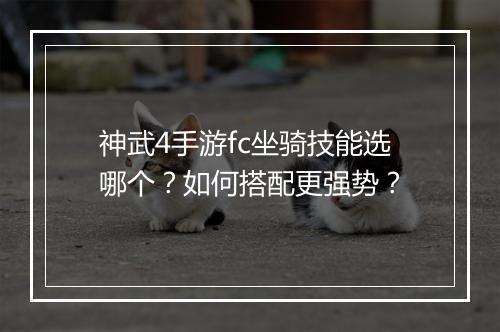 神武4手游fc坐骑技能选哪个？如何搭配更强势？