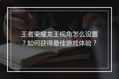 王者荣耀龙王视角怎么设置？如何获得最佳游戏体验？