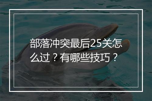 部落冲突最后25关怎么过？有哪些技巧？